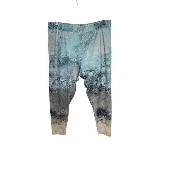 Soft Surroundings Pants - Soft Surroundings Leggings Womens L Blue Abstract Stone Print Knit Stretch 2BB56
